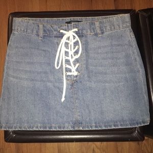 Forever 21 Jean Lace-Up Skirt
